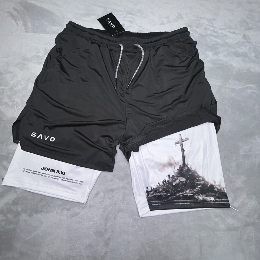 SAVD JOHN 3:16 THE CROSS PERFORMANCE SHORTS SIZE 3XL